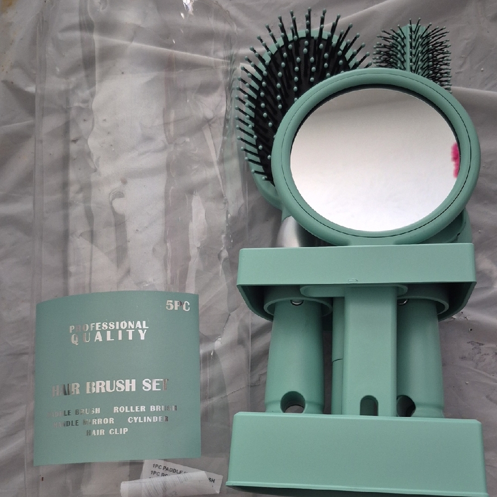 Mint Green Hair Brush Set with Mirror